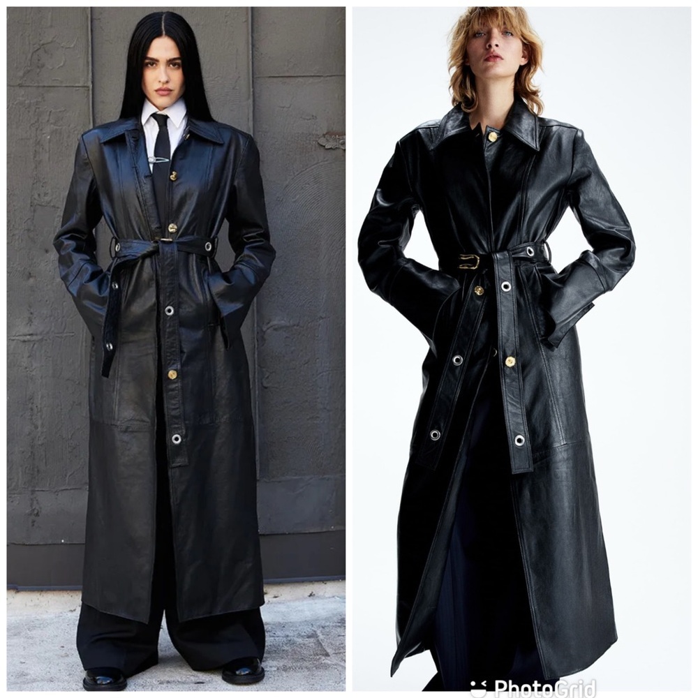 H&M studio capsule Collection statement button leather Coat Black New with Tags!